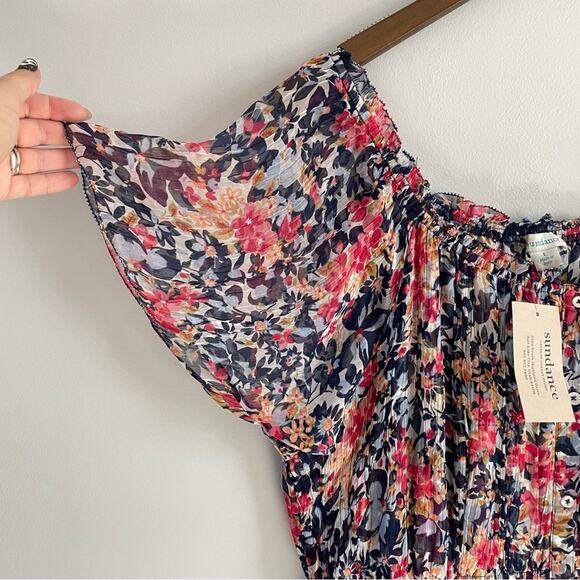 Sundance Women's Clarisse Floral Dress Multicolor Tiered Boho Midi Flowy Buttons - Picture 8 of 12